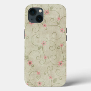 Funda Para iPhone 13 Diseño De Flor Rosa En Verde