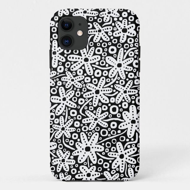 Funda De Case-Mate Para iPhone Diseño de flores - Blanco en negro.pdf (Reverso)
