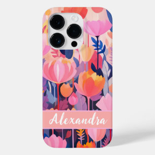 Funda Para iPhone 14 Pro De Case-Mate diseño de flores coloridas con nombre individual
