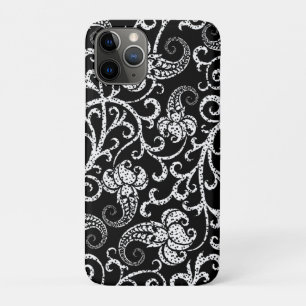 Funda Para iPhone 11 Pro Diseño de flores dálmata negro lindo