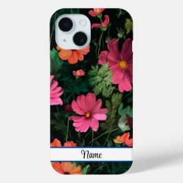 Funda Para iPhone 15 Diseño de flores de Cosmos Rosa