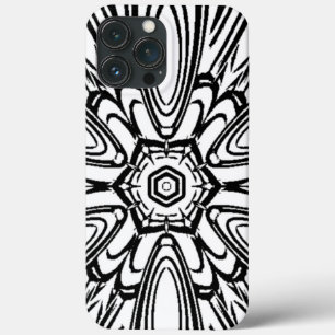 Funda Para iPhone 13 Pro Max diseño de flores en blanco y negro