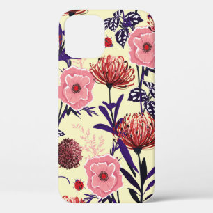 Funda Para iPhone 12 Diseño de flores esbozadas en colores brillantes s