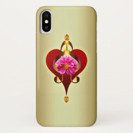 Funda Para iPhone X Diseño de flores orgánicas y corazón musical