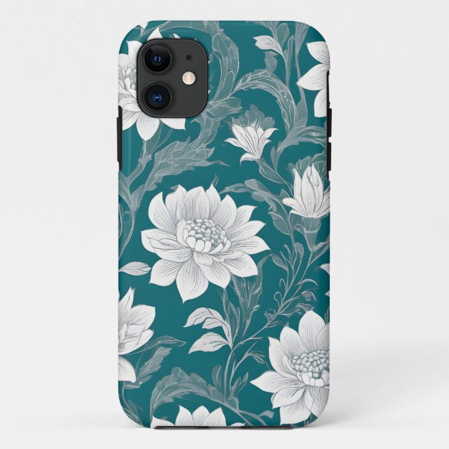 Funda De Case-Mate Para iPhone Diseño de flores orientales blancas (Reverso)