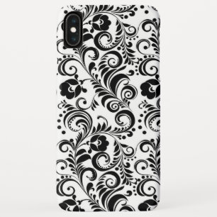 Funda Para iPhone XS Max Diseño de fondo floral blanco negro lindo