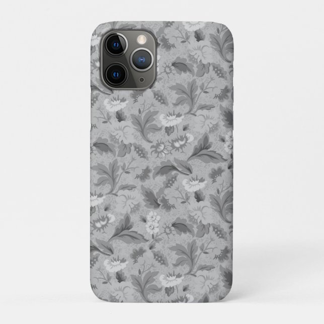 Funda De Case-Mate Para iPhone Diseño de fondo floral gris y blanco (Reverso)