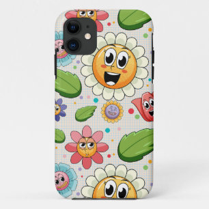Funda Para iPhone 11 Diseño de fondo inmaculado con flores coloridas