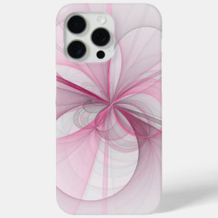 Funda Para iPhone 15 Pro Max Diseño de fractal gris rosa claro abstracto modern