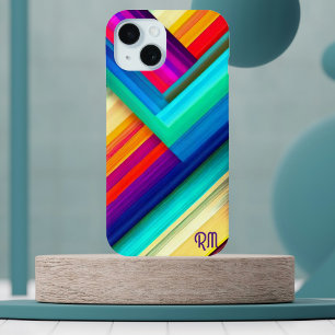 Funda Para iPhone 15 Diseño de franja de color en negrita con chevron e