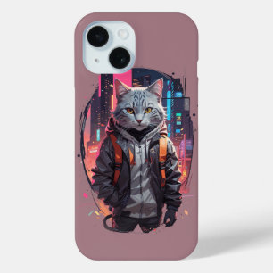 Funda Para iPhone 15 Diseño de gato callejero urbano