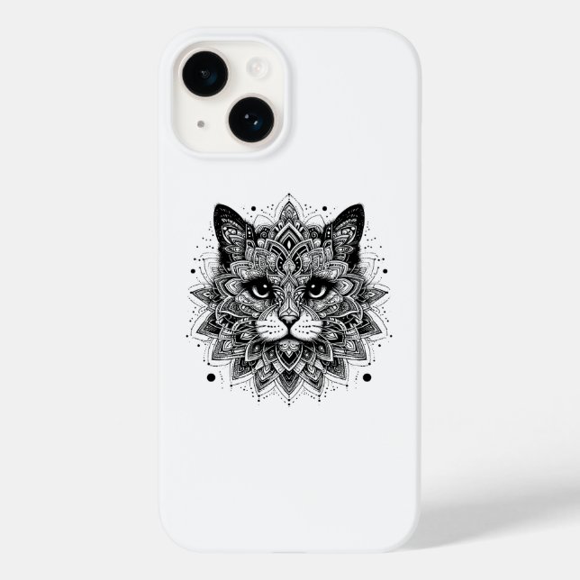 Funda De Case-Mate Para iPhone Diseño de gato de patrón de Mandala (Reverso )