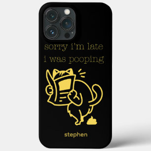 Funda Para iPhone 13 Pro Max Diseño de gato divertido Lo siento, llego tarde, e