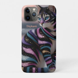 Funda Para iPhone 11 Pro Diseño de gato lindo y nombre personalizado