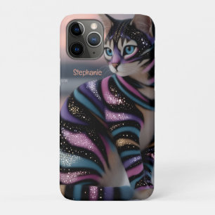 Funda Para iPhone 11 Pro Diseño de gato lindo y nombre personalizado