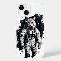 Diseño de gato para astronautas de tinta negra