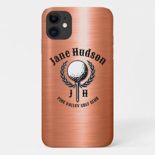 Funda Para iPhone 11 Diseño de golf en cobre cepillado elegante minimal