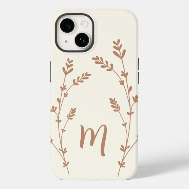 Funda De Case-Mate Para iPhone Diseño de hojas de moda personalizadas monograma (Reverso )