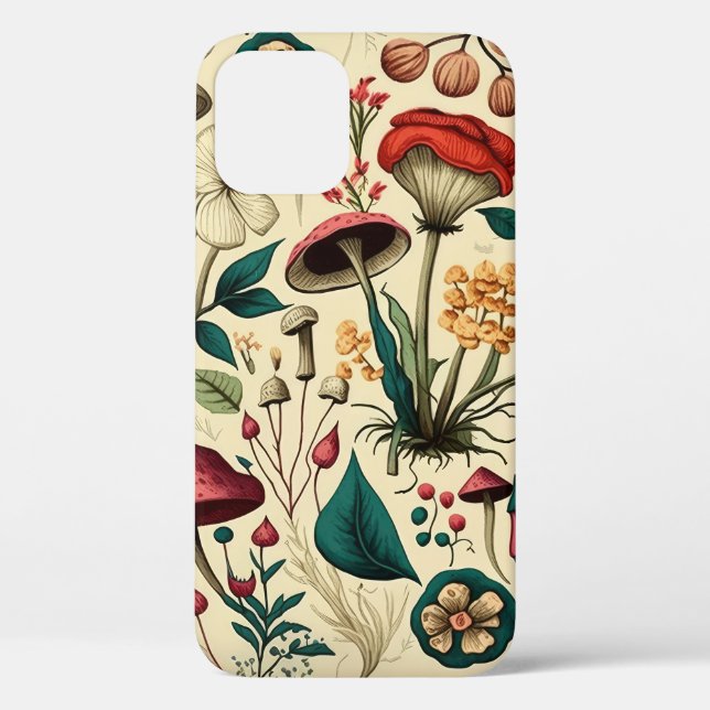 Funda De Case-Mate Para iPhone Diseño de hongos y flores clásicas premium (Reverso )