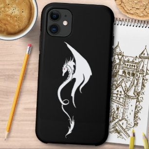 Funda Para iPhone 11 Diseño de ilustración tribal de dragón blanco negr