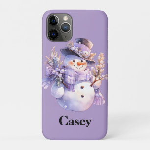 Funda Para iPhone 11 Pro Diseño de invierno de muñeco de nieve con flores p
