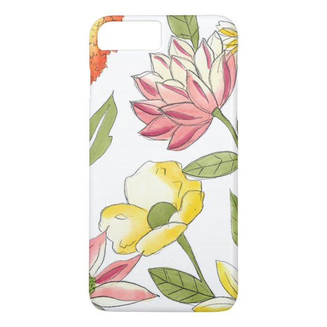 Funda De Case-Mate Para iPhone Diseño de jardines florales con fondo blanco (Reverso)