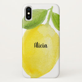 Funda Para iPhone X Diseño de la acuarela del limón del caso de Iphone