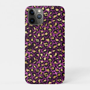 Funda Para iPhone 11 Pro Diseño de la serie Leopardo de oro y púrpura 1