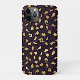 Funda Para iPhone 11 Pro Diseño de la serie Leopardo dorado y púrpura 2