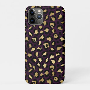 Funda Para iPhone 11 Pro Diseño de la serie Leopardo dorado y púrpura 2