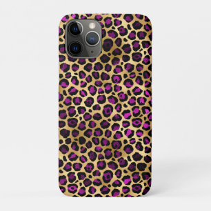 Funda Para iPhone 11 Pro Diseño de la serie Leopardo púrpura y dorado 4