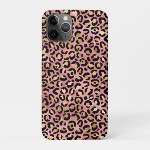 Funda Para iPhone 11 Pro Diseño de la serie Leopardo Rosa y Dorado 15