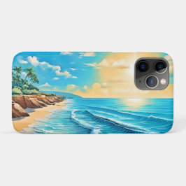 Funda Para iPhone 11 Pro Diseño de las olas de la playa iluminadas por el s