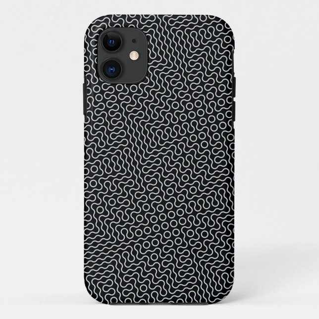 Funda De Case-Mate Para iPhone Diseño de líneas onduladas en blanco y negro (Reverso)