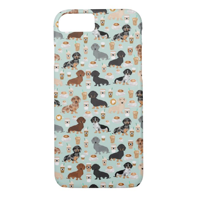 Funda De Case-Mate Para iPhone Diseño de los cafés del Dachshund (Reverso)
