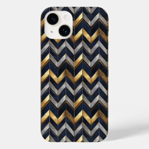 Funda Para iPhone 14 De Case-Mate "Diseño de lujo Art Deco: oro, plata y azul