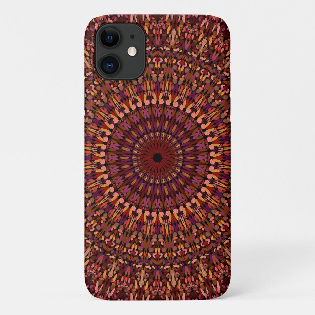 Funda De Case-Mate Para iPhone Diseño de Mandala Marrón Floral (Reverso)