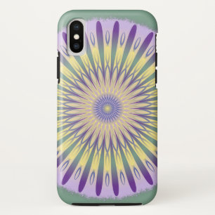 Funda Para iPhone X Diseño de Mandala verde morado y amarillo
