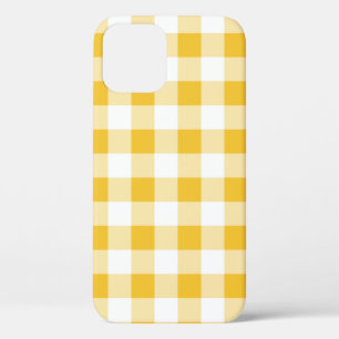Funda Para iPhone 12 Pro Diseño de manto de búfalo de Gingham amarillo y bl