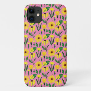 Funda Para iPhone 11 diseño de margarita amarilla en rosa