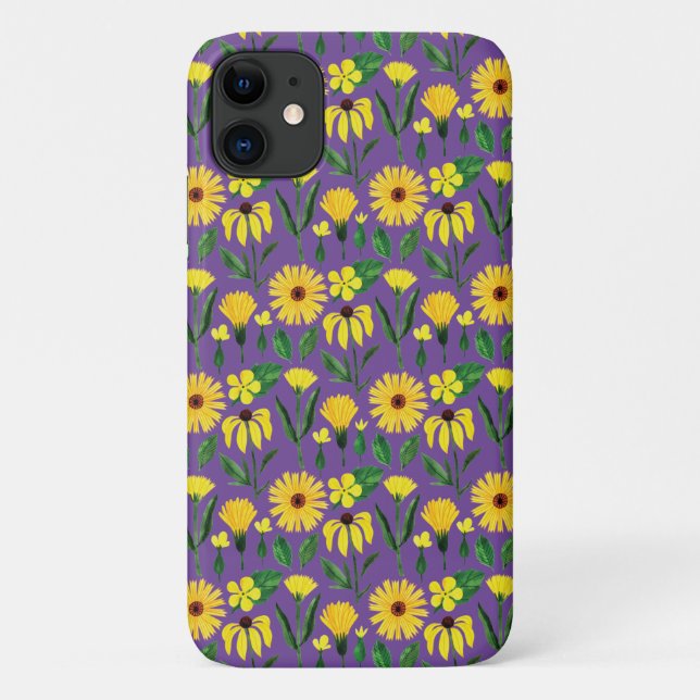 Funda De Case-Mate Para iPhone diseño de margarita amarilla en violeta (Reverso)
