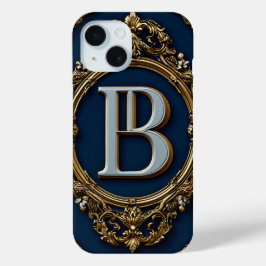 Funda Para iPhone 15 Diseño de Monograma Dorado Elegante
