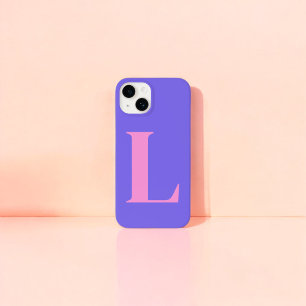 Funda Para iPhone 14 De Case-Mate Diseño de monograma inicial morado rosa personaliz