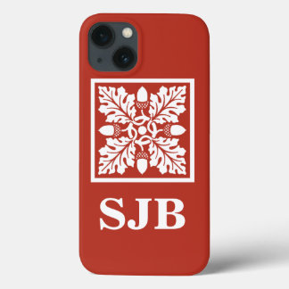 Funda Para iPhone 13 Diseño de mosaico de hojas y ácoras de ladrillo
