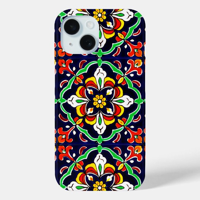 Funda De Case-Mate Para iPhone Diseño de mosaico Talavera Terracotta Mexicana No. (Reverso )