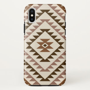 Funda Para iPhone X Diseño de Motivo de Diamante Azteca Marrones+Crema