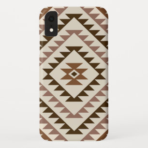 Funda Para iPhone XR Diseño de Motivo de Diamante Azteca Marrones+Crema