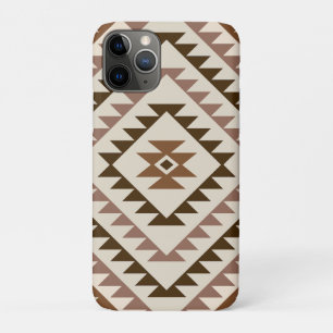 Funda Para iPhone 11 Pro Diseño de Motivo de Diamante Azteca Marrones+Crema