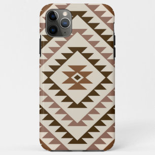 Funda Para iPhone 11 Pro Max Diseño de Motivo de Diamante Azteca Marrones+Crema