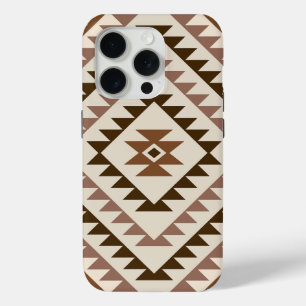 Funda Para iPhone 15 Pro Diseño de Motivo de Diamante Azteca Marrones+Crema